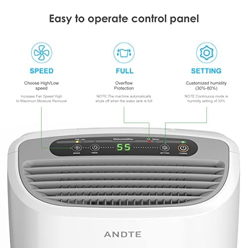 2500 Sq.Ft Dehumidifier for Home Basement, ANDTE 34 Pints Dehumidifier with Drain Hose with Smart Humidity Control, 3 Operation Modes, Powerful Moisture Removal for Large Room, RV, Bathroom, Bedroom 6