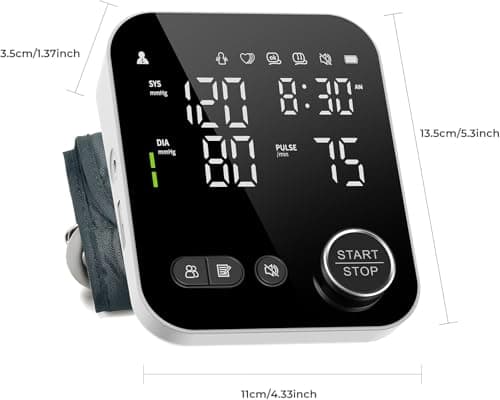 Blood Pressure Monitor Upper Arm Monitors for Home Use Adjustable 8.7"-16.5" Cuff LED Display 2x120 Memory Intelligent Voice Portable Machine with Storage Bag 8