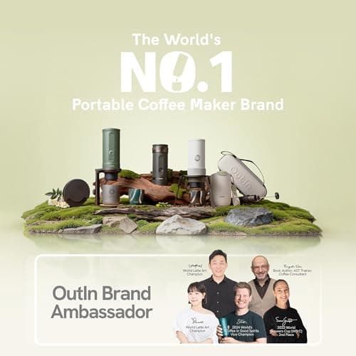 OutIn Nano Portable Electric Espresso Machine, Travel Coffee Maker for Camping, Car Coffee Maker Self-Heating with USB-C, With Ground Coffee & NS Capsule for RV, Hiking, Office 6