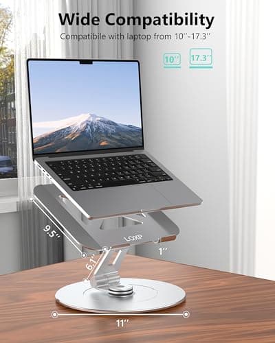 LOXP Laptop Stand with Phone Holder, Adjustable Laptop Stand, Aluminum Computer Mount Holder, Ergonomics Laptop Riser for Desk, Fits MacBook, up to 17.3" All Notebooks Silver 8
