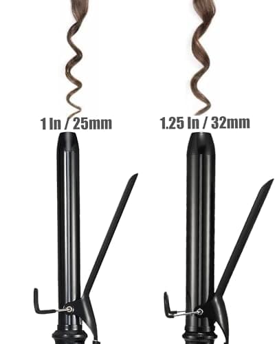 Lanvier 1 Inch Extra Long Hair Curling Iron with Ceramic Tourmaline Barrel, Professional Hair Curler up to 450°F with Dual Voltage for Worldwild Use, Hair Waving Style Tool for Girls&Women–Black 5