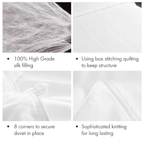 Mommesilk Silk Comforter/Duvet/Quilt, 100% Natural Silk, Cool for Summer Machine Washable, Weight 0.75Kg Queen 86''x90'', White 5