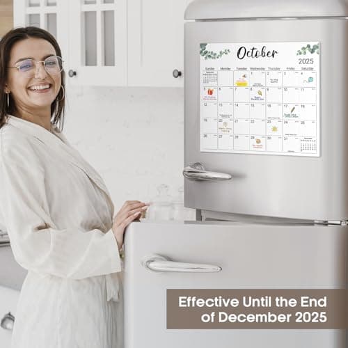 Aesthetic 2024 Magnetic Calendar for Refrigerator, Fridge Calendar Magnet Runs Until December 2025, 18 Monthly Refrigerator Calendar with Greenery Designs for Easy Organizing, 2024 Old Edition 5