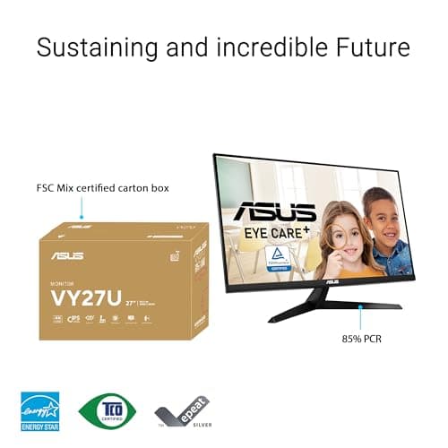ASUS 27” 4K Eye Care Monitor (VY27UQ) - UHD (3840 x 2160), IPS, HDR10, Adaptive Sync, Eye Care Plus, Display Port, HDMI, Speaker, DisplayWidget, Blue Light Filter, Flicker Free, 3yr Warranty 9