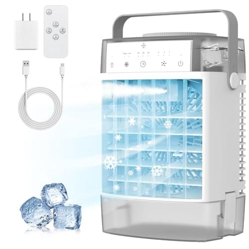 Portable Air Conditioners, 3-in-1 Portable AC Unit, Personal Mini Air Conditioner With 1000ml Water Tank, 2/4/6H Timer, USB Charging Small Cooling Fan (Include 5V 2A Adapter) For Office Bedroom (Grey)