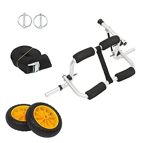 Bonnlo Kayak Car Foldable Aluminum Kayak Trailer with 10'' Solid Tires, Universal Kayaks Wheel Cart Dolly for Canoe, Paddle Board, Boat, Float Mats, Jon Boat 7