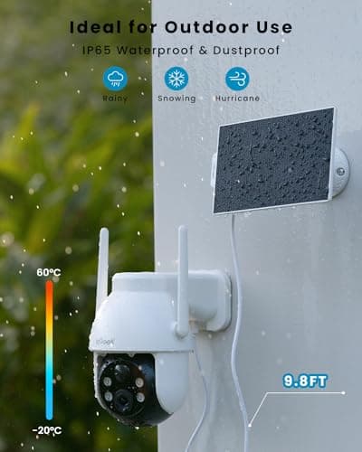 ieGeek Security Cameras Wireless Outdoor, 2K Solar WiFi Camera for Home Security System, Battery Powered Surveillance Cam with Solar Panel, 360° PTZ Color Night Vision, Motion Sensor, Works with Alexa 8