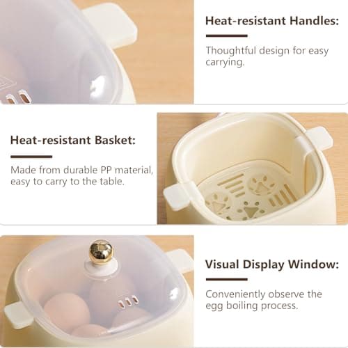 Rapid Egg Cooker, 6 in 1 Egg Cooker for Hard Boiled Eggs, Soft Boiled, Egg Custard, Electric Egg Boiler with Auto Shut Off and Beep Alarm, Smart Egg Maker for Home, Kitchen, Dorm, No BPA 8