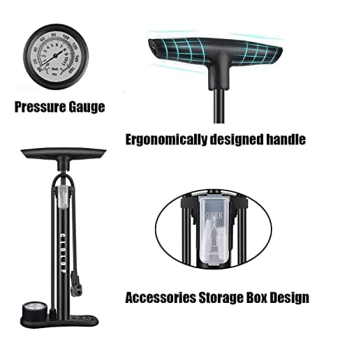 CLOLOP Bike Floor Pump Bike Pump High Pressure 160 PSI,Bicycle Pump with Air Ball Pump Inflator Fits Schrader and Presta Valve 3