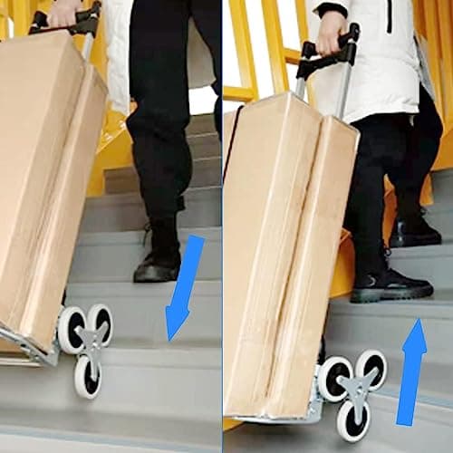 HBFBDRCT Stair Climbing Cart, Folding Hand Truck Dolly with Silent Wheels - 165LB Stair Cart Climber Heavy Duty Portable Dolly for Apartment Moving, Groceries, Travel, Home & Office 6