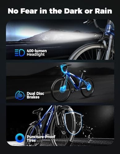 Misodo Electric Bike for Adults, 1500W Peak Mountain Ebike with 25 MPH, 65 Miles Range, 7 Speeds, 48V 10Ah Removable Battery 26" Ebike for Commute 6