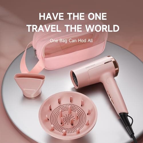 PRITECH 1250W Dual Voltage Travel Hair Dryer - Foldable Blow Dryer with Concentrator Diffuser,110V/220V Worldwide Use, Compact Lightweight Design, EU Plug Included 6