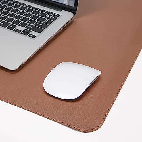Leather Desk pad Protector, Large Desk mat with Natural Cork & PU Leather,Mouse pad,Non-Slip Office Desk Mat,Waterproof Desk Writing Pad for Office and Home (47in*17in, Brown) 5