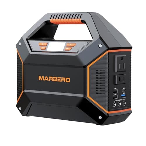 MARBERO Portable Power Station 155Wh Portable Charger 100W Power Station with 6 Outputs 2x 110V AC Outlet LED Flashlight for Home Blackout, Camping, RV Travel, Ultra-Light & Silent Fan UL Certified