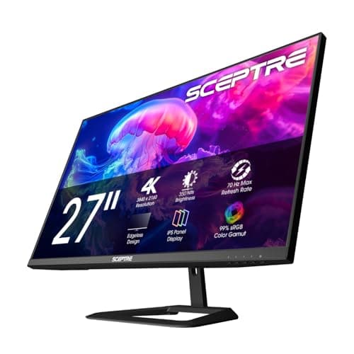 New! Sceptre 4K IPS 27" 3840 x 2160 UHD Monitor up to 70+Hz DisplayPort HDMI 100% sRGB Build-in Speakers, Machine Black 2026 (U275W-UPT Series)