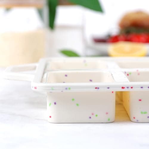 Vinino Silicone Mini Loaf Pans with Metal Reinforced Frame-2 Pack, Non-stick Silicone Bread Pan for Baking 8-Cavity, Tiny Banana Bread Set, Dishwasher Safe Brownie Pan-Cream 8