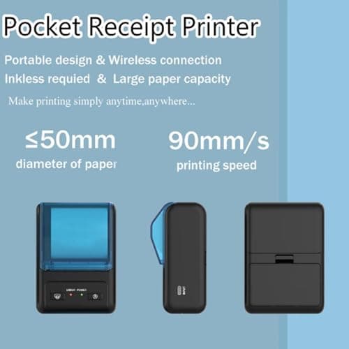 NOT for iphone/ipod/tablet/ipad/MAC,Bluetooth Receipt Printer, 58mm Mini Wireless POS Thermal Printer for Restaurant sales retail,portable pocket bill ticket receipt printer,only fit android/Windows 6