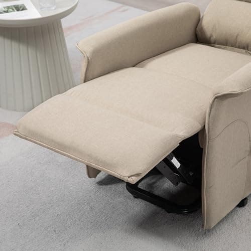 HOMCOM Power Lift Recliner Chair for Elderly, Easy Assembly, Fabric Lift Chair for Adults, Recliner Sofa with Remote Control, Side Pockets for Living Room, Beige 9