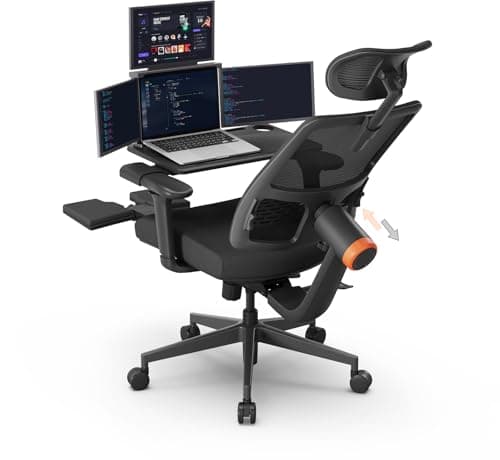 Newtral Ergonomic Office Chair - Home Office Desk Chair with Adaptive Lumbar Support, with Footrest, 4D Armrest, Adjustable Seat Depth & Height