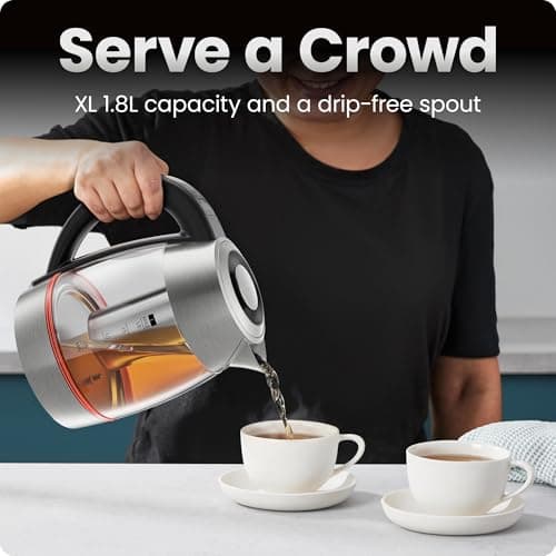 CHEFMAN Lightning High-Powered Electric Kettle, 1.8L 1750W, Rapid Boil 2 Cups in 2 Minutes, BPA Free Cordless Tea Kettle with Digital Temperature Control and 1-Hour Keep Hot – Stainless Steel 7