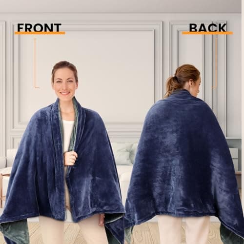 Qfun Electric Heated Blanket Throw - Luxury Soft Fast Heating Throw Blanket with 6 Heat Settings & Auto Shut-Off, Over-Heat Protection, 71"x40"Large Size Warm Flannel Winter Blanket Gift for Women Men 7