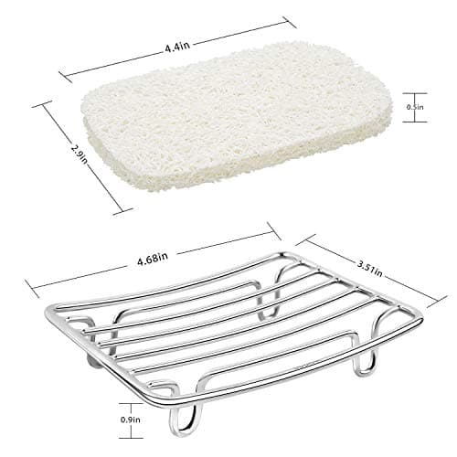 GUUKAR Bar Soap Dish Holder for Shower Bathroom Stainless Steel Rust Proof Self Draining with White Soap Saver Pad 8