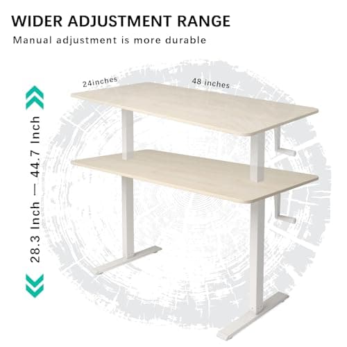 Win Up Time Whole Piece Desktop Manual Standing Desk Adjustable Height- Crank Stand Up Desk, Sit Stand Desk with Frame Computer Desk 7