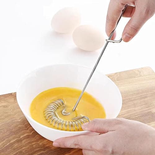 LGNOVQ 2 Pack Stainless Steel Spring Coil & Flat Whisks - Scandinavian Handheld Design for Eggs, Cream, Sauces, Gravy - Spiral Whipper Blender Beater Cooking Tools 8