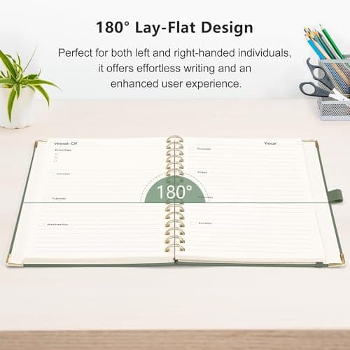 RETTACY Undated Planner, Weekly and Monthly, 53 Weeks and 12 Months, Medium Size (5.7" x 8.3"), 24 Self-adhesive Monthly Tabs, Hardcover, 100 GSM Thick Paper, Spiral-bound (Light Green) 7