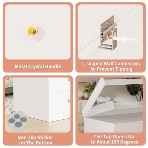 QUNTTINA Baby Changing Table Dresser Diaper Change Table with 5 Drawers Storage Changing Station Dresser for Infant Mobile Nursery Organizer for Newborn,White 5