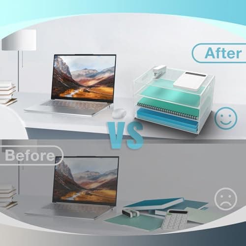 Gawerk 4 Tier Lettrer Tray Organizer with Handle, Mesh Desk Paper Letter Tray Organizer for Office & Home, White 5