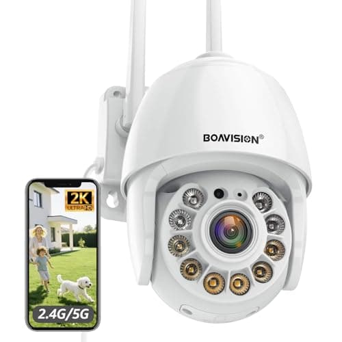 BOAVISION 2K Security Camera Outdoor, Wireless WiFi IP Camera Home Security System 360° View,Motion Detection, auto Tracking,Two Way Talk, pan Tile Full Color Night Vision 5G/2.4G WiFi