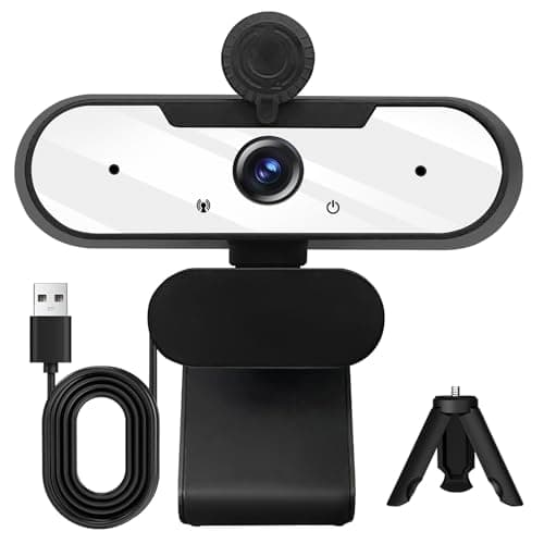 MTORED USB HD 1080P Video Webcam and Wide Angle Camera with Built-in Microphone and Rotatable Tripod,for Laptop Computer or Desktop PC,Great for Live Streaming.Calls.Video Conferencing -1 (White)