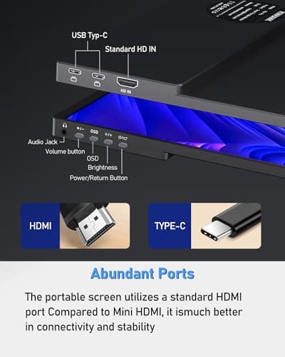 2.5K 144Hz Portable Gaming Monitor 16", 2560x1600, Plug & Play, 100% sRGB, 500nits, 16:10, Eye Care Second Computer Display with Speakers for Laptop, PC, Mac, P-S4/5, Sw-tch, X-BO, USB-C/HDMI, (K16G) 6