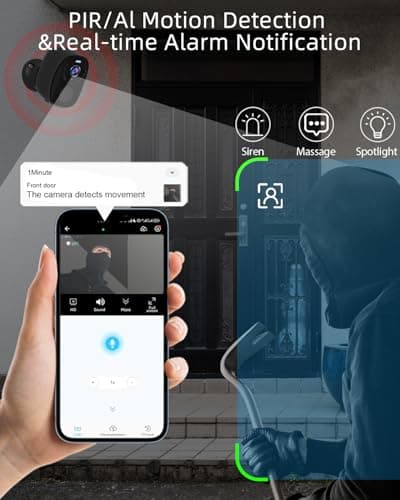 ELECCTV 5G/2.4G WiFi Security Cameras Wireless Outdoor, 2K 5G Security Camera with AI Motion Detection, Color Night Vision, Siren, IP65, 2-Way-Audio, Support Alexa&Google Assistant, Cloud/SD (4) 6