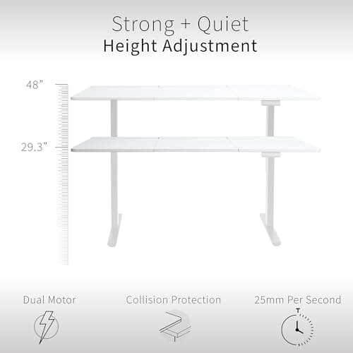 VIVO Electric 60 x 30 inch Standing Desk with Concealed Trays and Full-Size Mouse Pad, Dual Motor Memory Controller Height Adjustment, White Top White Frame, DESK-KIT-E2W-P3W 6