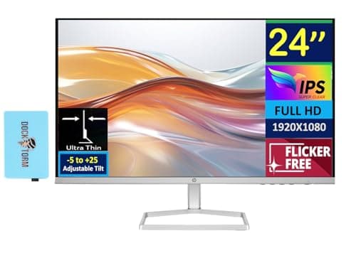 HP 24" 300 nits 100Hz IPS FHD (1920x1080) Monitor (Replaces M24FW) Bundle w/DKZ Hub USB Port Expander, Adjustable Tilt, Flicker Free, Low-Blue Light Filter, White/Silver (2026 Latest Model)