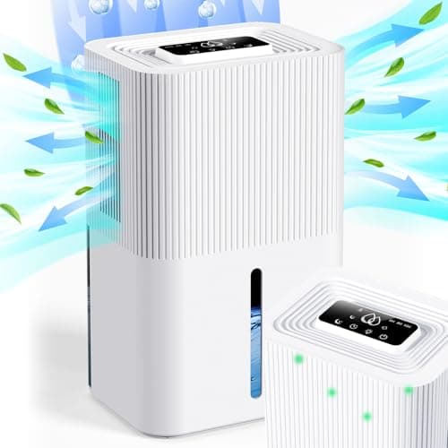 Portable Home Dehumidifier for BasementsQuiet Smart Design with Auto Shut-Off White