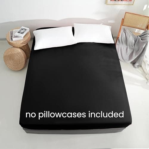 Mohap Fitted Sheet Queen - No Pilling - Bottom Sheet - Deep Pocket - Soft Microfiber - Shrinkage and Fade Resistant - 1 Fitted Sheet Only - Black 7