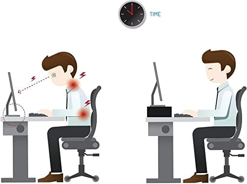 BONTEC Wood Monitor Stand Riser, 2-Tier Desktop Organizer with Storage, Ergonomic Computer Stand for Desk, Cable Management, Cellphone Holder, 21.3 Inch Shelf, Black 7