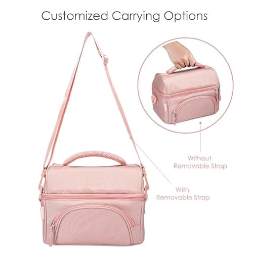 Bentgo Deluxe Lunch Bag - Durable and Insulated Lunch Tote with Zippered Outer Pocket, Internal Mesh Pocket, Padded & Adjustable Straps, & 2-Way Zippers - Fits Most Lunch Boxes (Blush) 5