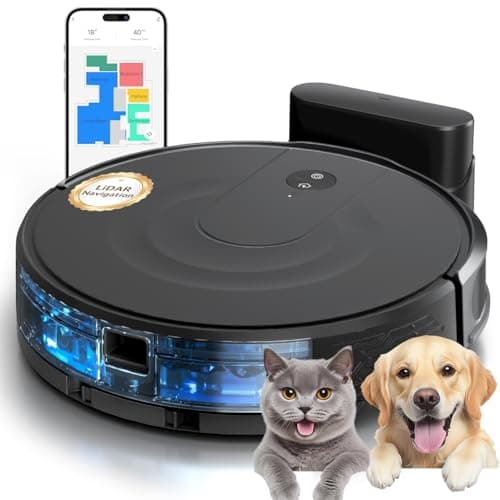 Seyanke Robot Vacuum and Mop Combo, 9000Pa Robotic Vacuum Cleaner with Smart LiDAR Navigation, Ultra-Slim, App & Voice Control, Ideal for Pet Hair, Carpets, Hard Floors