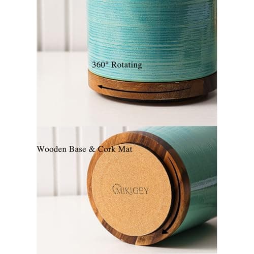 Utensil Holder, 360° Rotating Extra Large Ceramic Kitchen Utensil Holder for Countertop, 7.3“ Cooking Utensil Crocks for Kitchen Counter with Rotatable Wooden Base, Farmhouse Decor, Arctic White 6