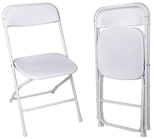 Elevon Folding Plastic Chair with 500-Pound Capacity, White, 2-Pack