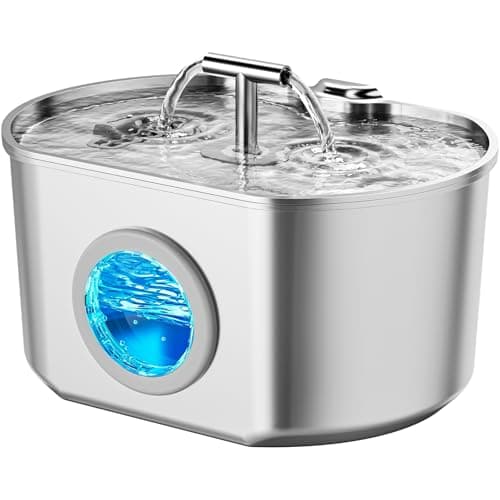 Cat Water Fountain Stainless Steel - Pet Drinking Fountain for Cats Indoor - 2.2L/74oz Automatic Water Dispenser with Watering Level Window (1 Filter)