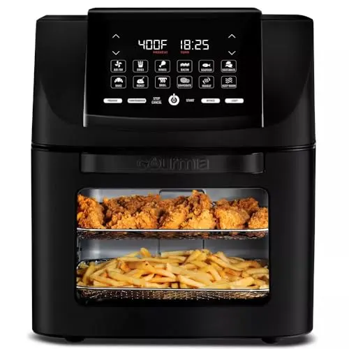 Gourmiia Air Fryer 14-Quart All in One Digital Kitchen Airfryer, Oven, Rotisserie, Dehydrator & Deep Fryer – Versatile Kitchen Appliance with Guided Cooking and 12 One-Touch Presets
