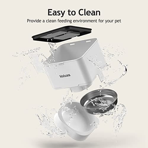 VOLUAS Automatic Cat Feeders - Timed Pet Feeder for Cats and Dogs with Dry Food Dispenser, Desiccant Bag, Programmable Portion Control, 4 Daily Meals, 10s Voice Recorder 6