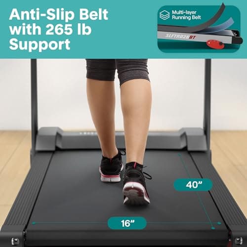 SereneLife Folding Treadmill - Foldable Home Fitness Equipment with LCD for Walking & Running, 6 MPH Speed, 1HP Motor, Cardio Machine, 4 Manual Incline Levels, 12 Programs, Bluetooth, 265lbs Capacity 7