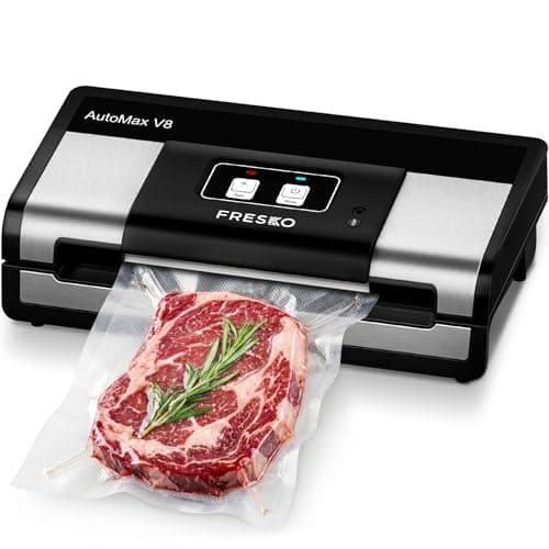 Fully Automatic Vacuum Sealer, 95Kpa Powerful Food Vacuum Sealer Machine, Auto Dry-Wet Detection | Bag Cutter | 2 Rolls Bags | Effortless Operation, Silver - Black