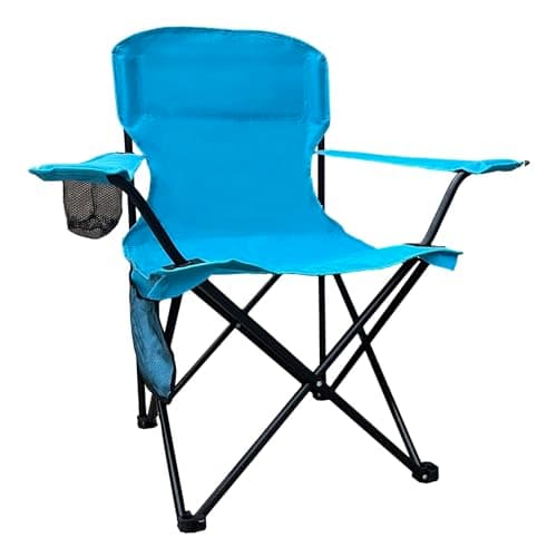 VOYSIGN Folding Camping Chair with Cup Holder & Storage Bag, 225lbs Capacity, Large Anti-Sink Feet, Breathable PE Coated Fabric for Outdoor, Hiking, Beach, Fishing, Backpacking, Blue
